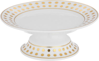 Al Saif Gallery porcelain dessert stand, 15 x 15 x 10 cm, circular, golden circle pattern - white product image 1