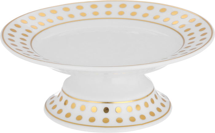 Al Saif Gallery porcelain dessert stand, 15 x 15 x 10 cm, circular, golden circle pattern - white product image 1