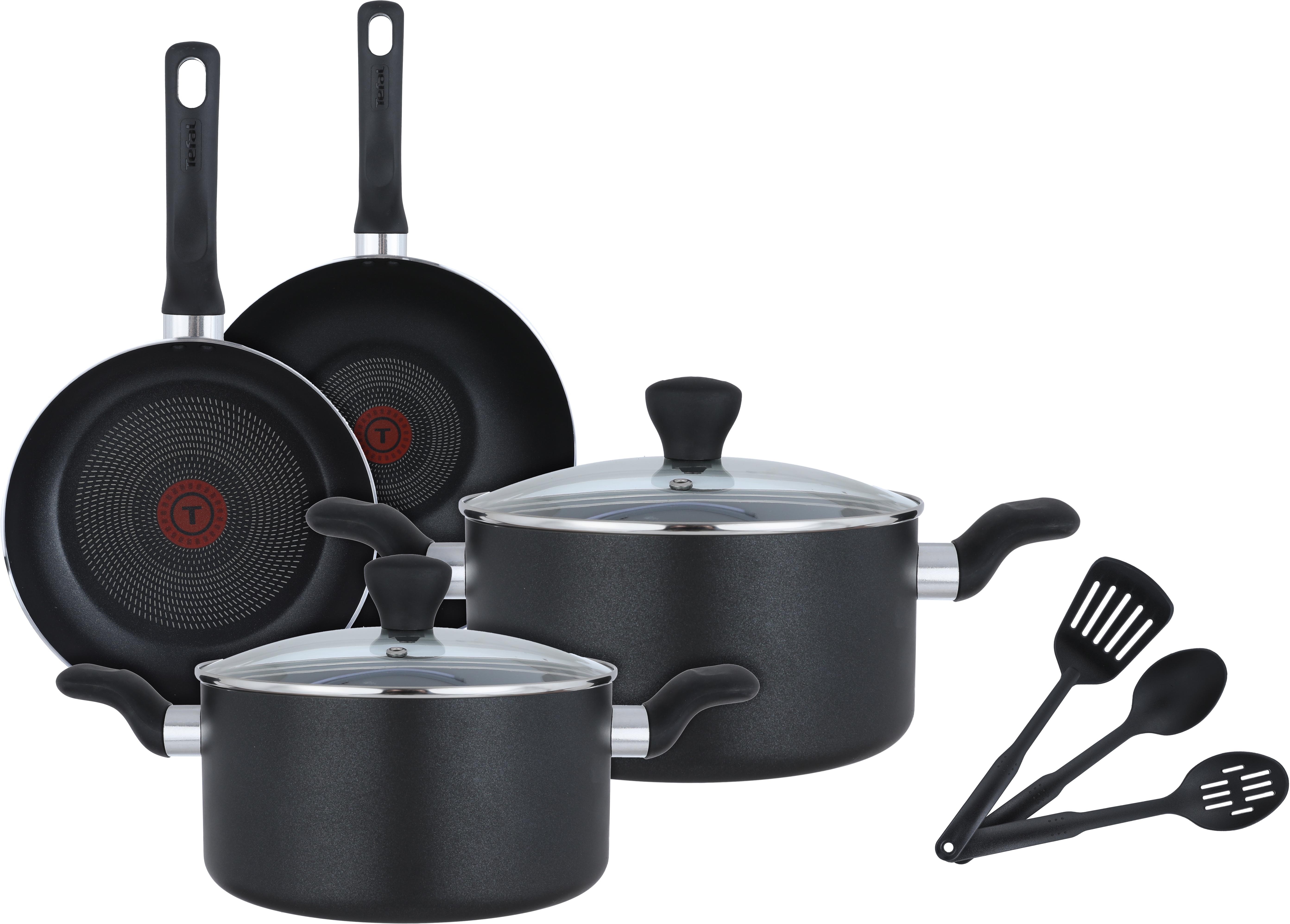 Tefal steel cookware set, 9 pieces - black product image 1