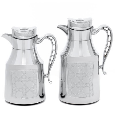 Al Saif Darts Thermos Set, 1/0.7 litre, 2 pieces, thermal glass inner container, stainless steel outer shell - silver product image 1