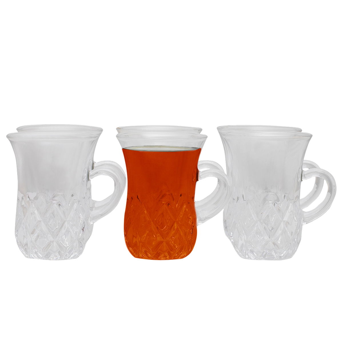 Al Saif Gallery Max glass tea cups set, with handle, 6 pieces - transparent product image 1