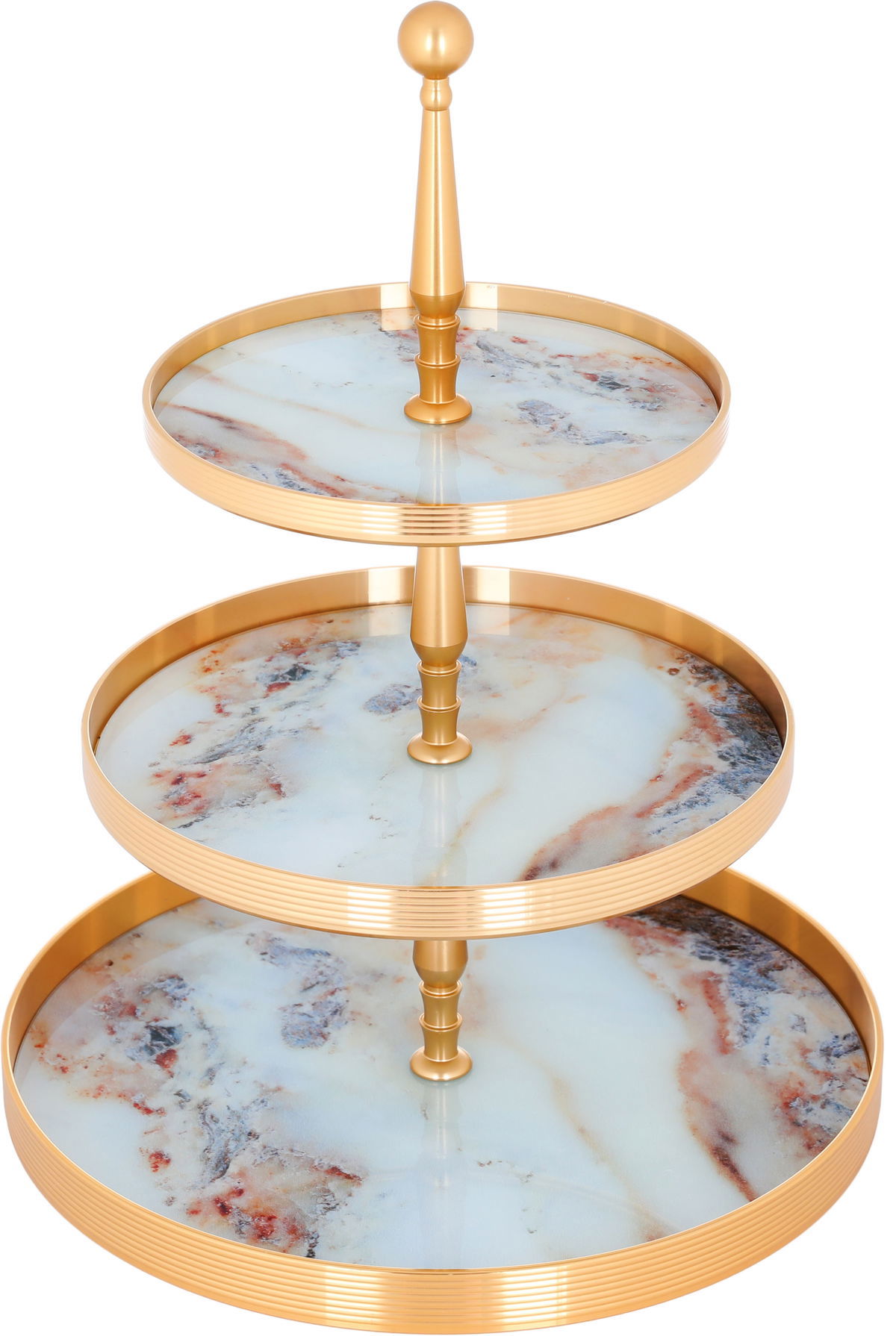 Steel Al Saif Gallery serving stand, circular, 3 levels - colorful product image