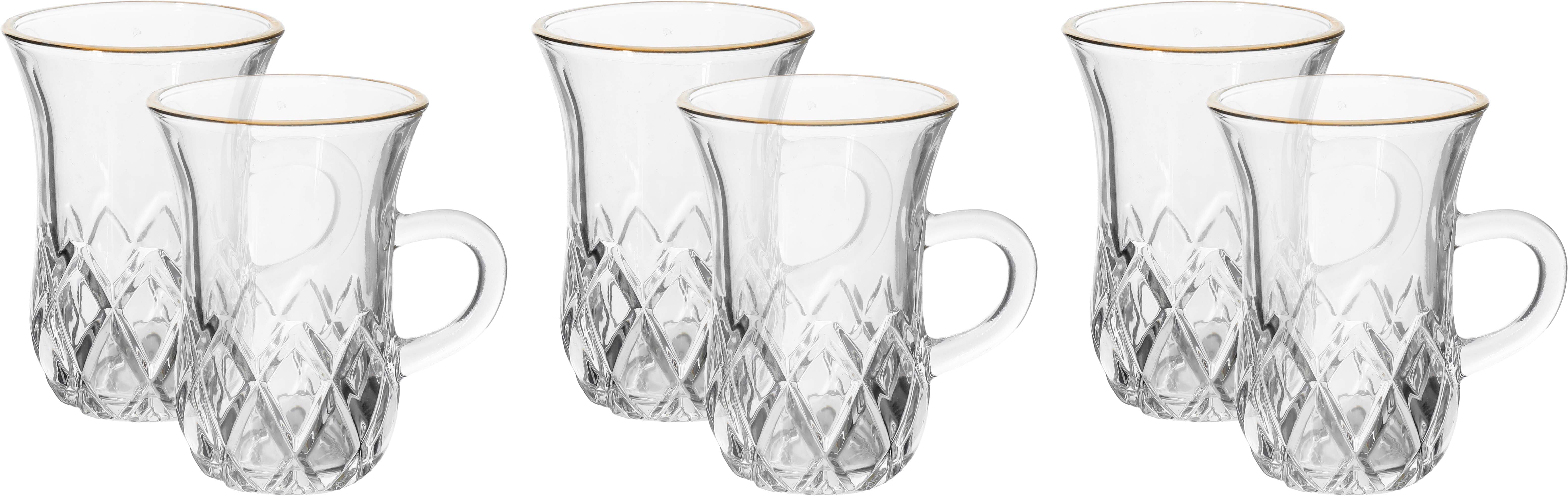Tea set with max glass handle, gold line, 6 pieces - transparent product image