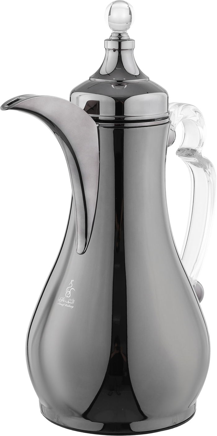 Alsaif Gallery Al-Asalah Thermos Set, 1/1 liter, glass interior, stainless steel exterior, transparent handle, press - glossy black product image 8