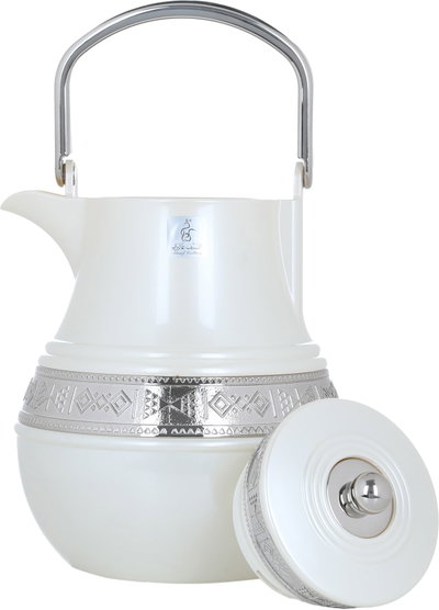 Al Saif Gallery Amal thermos set, 1/1 liter, 2 pieces, thermal glass inner shell, plastic outer shell - white product image 10