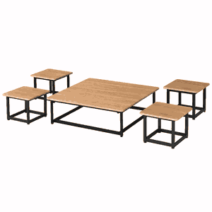 طقم طاولات خشب MDF و معدن، 5 قطع - بني اسود product image 2