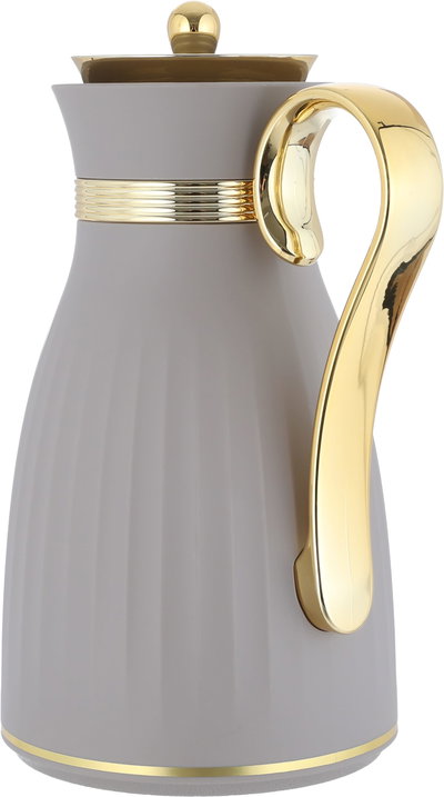 Al Saif Gallery Danat thermos set, 1/0.7 liter, thermal glass inner shell, plastic outer shell - light gray product image 6