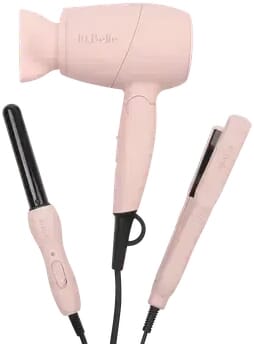 Labelle Brush 3×1 Mini Hair Straightener Kit, Hair Straightener Dryer & Iron, 1000W, 3 Pieces - Pink product image