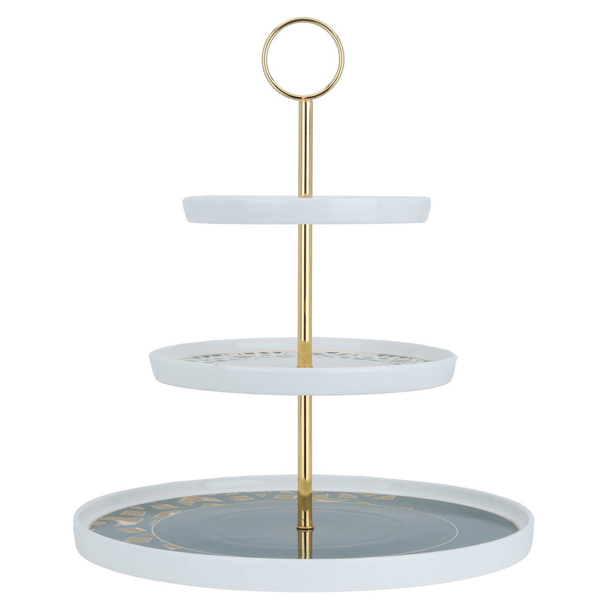 Al Saif Gallery porcelain cake stand, 3 levels, engraved, circular - white product image