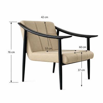 كرسي مودرن خشب MDF، 76×60×53 سم، قماش شانيل - بيج product image 2