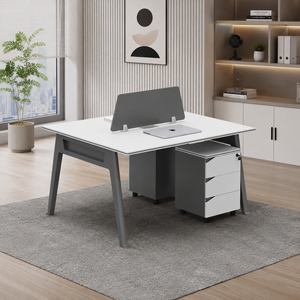 مكتب إداري مودرن خشب MDF، 75×120×120 سم - ابيض رمادي product image