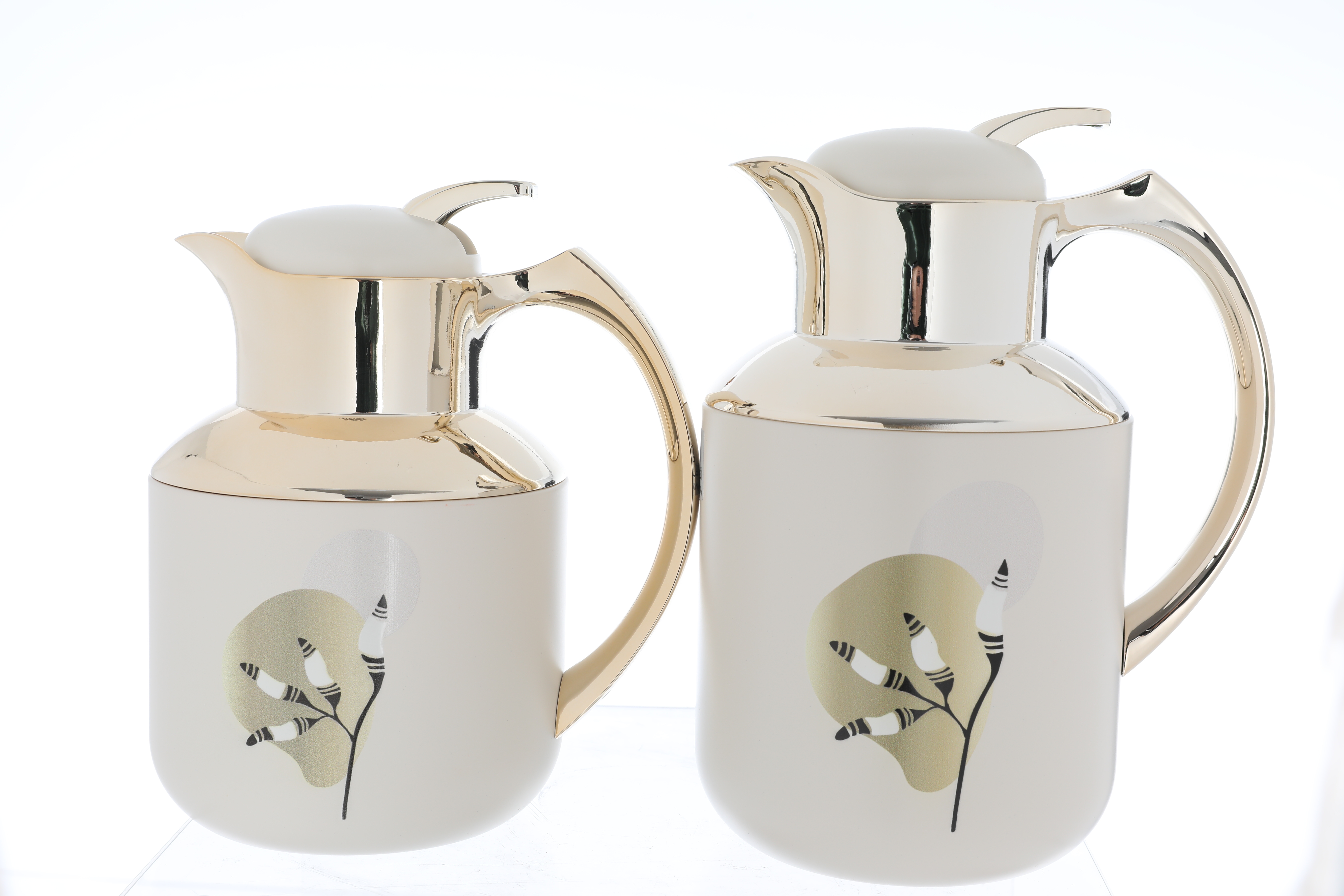 Al Saif Gallery Florya Pro thermos set, 1/0.5 liter, two pieces, thermal glass inner container, steel outer shell - white beige product image 3
