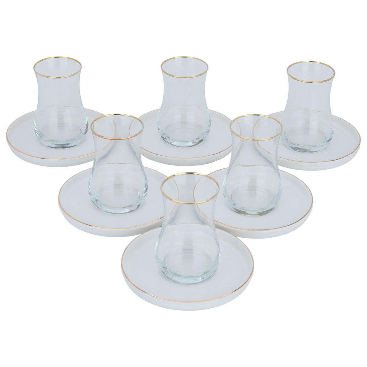 طقم استكانات شاي زجاج السيف غاليري، مع الصحن، 12 قطعة - شفاف product image 2