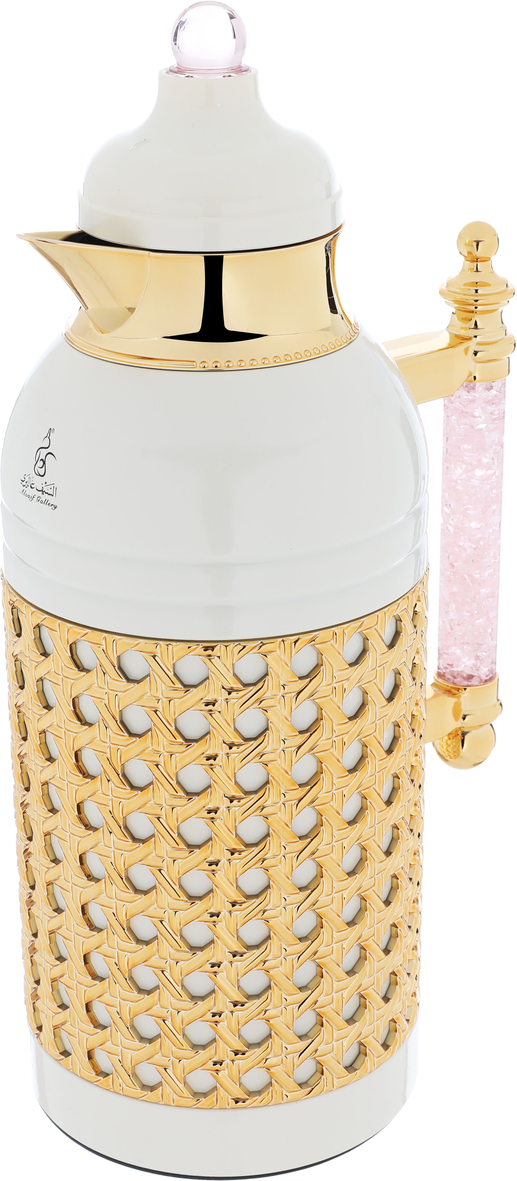 Al Saif Gallery Sarah thermos set, 1 liter, crystal handle, thermal glass inner case, steel outer case - pearl product image 7