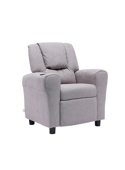 كرسي استرخاء خشب باك كومفورت، 48×62×70 سم، خامة خارجية جلد - رمادي فاتح product image 2