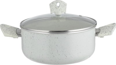 طقم قدور جرانيت السيف بلص، 7 قطع، غطاء زجاج - كريمي أسود product image 7