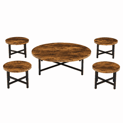 طقم طاولات خشب MDF و معدن، 5 قطع - اسود بني product image 3