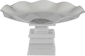 Al Saif Gallery Stainless Steel Serving Stand, 20.5x20.5x11 cm, Transparent Square Base - Transparent Silver product image