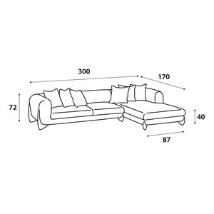 Modern L-shaped Swedish wood sofa, 300 x 170 cm, Chanel fabric - off-white product image 2
