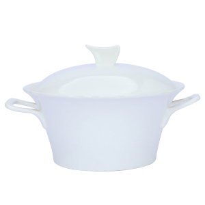 صحن شوربة بورسلان السيف غاليري، بغطاء، دائري - أبيض product image 2