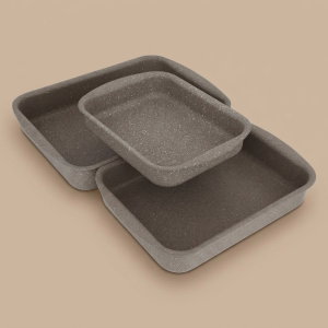 طقم صواني فرن جرانيت السيف بلس، مستطيلة، 3 قطع - بني product image