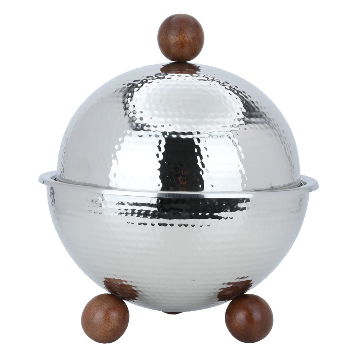 Al Saif Gallery steel serving plate, 34 x 28 x 28 cm, wooden legs - silver product image 1