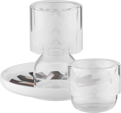 طقم بيالات زجاج و فناجين قهوة بورسلان السيف غاليري، 18 قطعة - شفاف ابيض product image 1