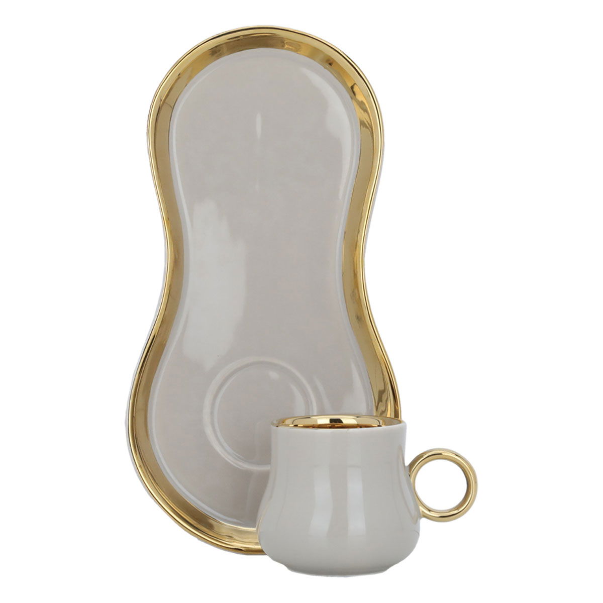 طقم فناجين قهوة سيراميك السيف غاليري، 12 قطعة - ابيض ذهبي product image 1