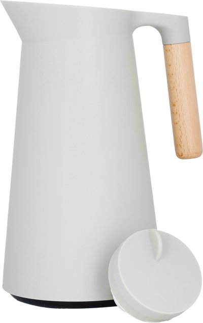 ترمس ليندا تايملس، 1 لتر، يد خشبي، حافظة داخلية زجاج حراري - رمادي product image 3