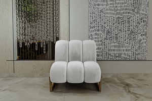 Modern chair in Swedish beech wood, 78x78x75 cm, boucle fabric - off-white product image 2