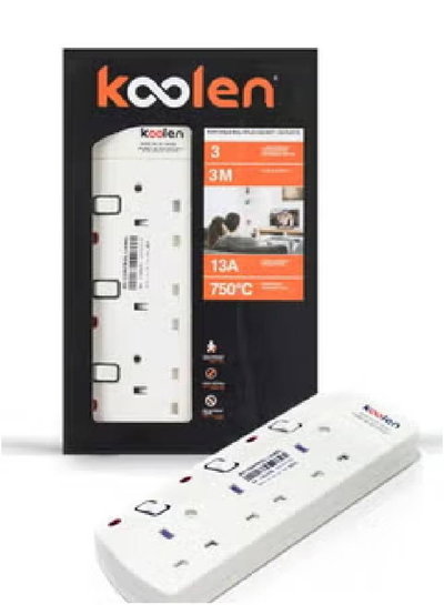 وصلة كهربائية كولن، 3250 واط، 3 مخارج، 3 متر، 301100009 - ابيض product image 3