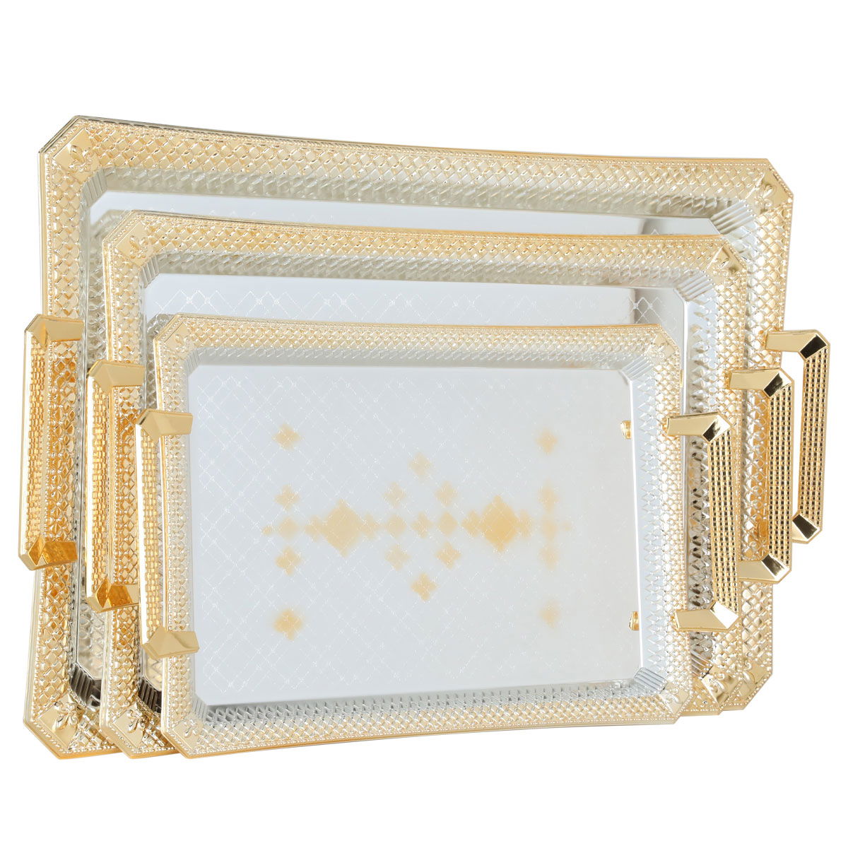 Al Saif Gallery steel topper set, 3 pieces, rectangular - silver product image