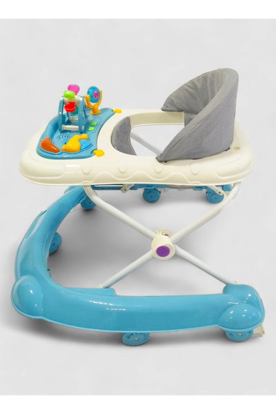 مشاية اطفال فان مومونت، قابلة للطي، مزودة بألعاب وزر موسيقى - ابيض ازرق product image 5