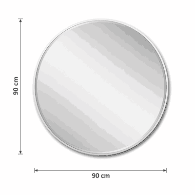 مراية دائرية زجاج، 90×90 سم، اطار معدن - فضي product image 3