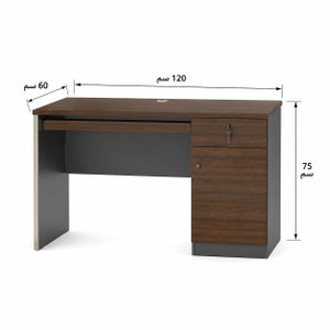 مكتب إداري خشب MDF، 120x60x75 سم - بني غامق رمادي product image 2