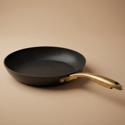 طاوة جرانيت روكي، 30سم، يد ذهبي - أسود product image 1