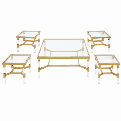 طقم طاولات زجاج و ستيل و اكرليك، 5 قطع - شفاف ذهبي product image 4