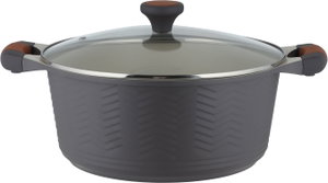 طقم قدور داي كاست الومنيوم روبوست، 7 قطع، غطاء زجاج، يد سيليكون - رمادي غامق product image 2