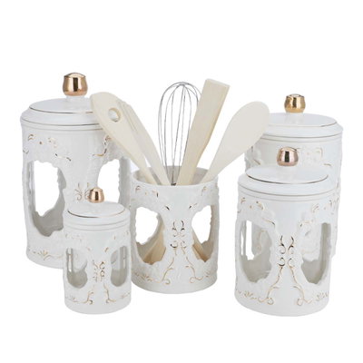 Al Saif Gallery Porcelain Spice Box Set, 5 Pieces - Golden White product image 2