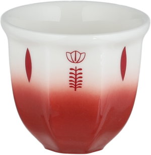 Al Saif Gallery Saudi Arabian Porcelain Coffee Cup Set, 6 Pieces, Traditional Pattern - White and Red product image 2