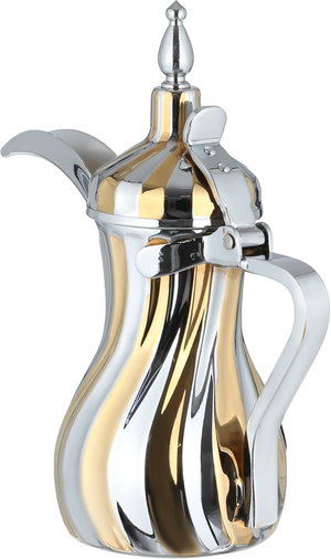 Saif Plus Al-Shamal Romantic Stainless Steel Dallah, 0.9L – Silver & Gold product image 2