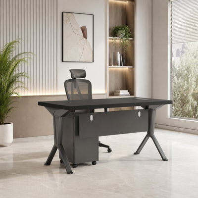 مكتب إداري مودرن خشب MDF، 120x60x75 سم - اسود رمادي product image 3