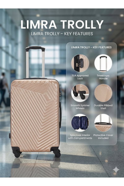 Limra OT-2025 Limra ABS Luggage Set, 3 Sizes, 4 Wheels, 360 Degree Rotating - Gold product image 2