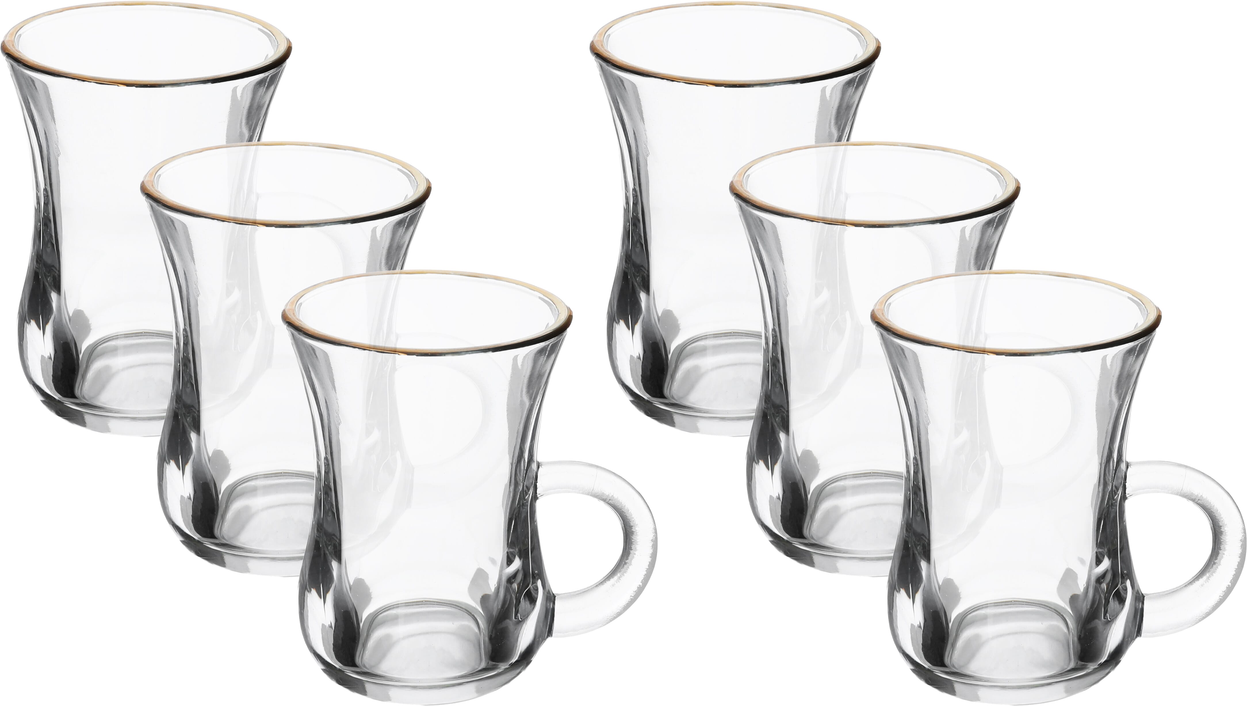 Max Al Saif Gallery glass tea set, gold line, 6 pieces - clear product image