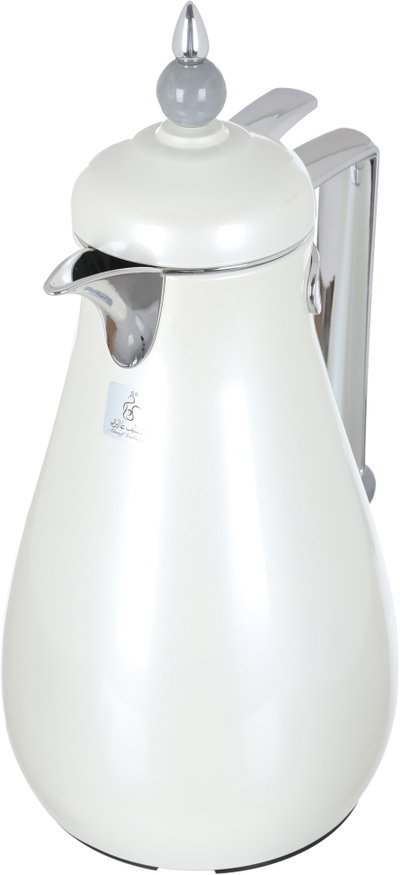 Al Saif Gallery Crystal Thermos Set, 1/0.7 litre, tofaria, thermal glass inner container, steel outer shell - white product image 3