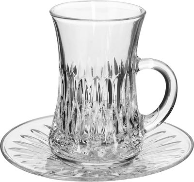 طقم تقديم شاي وقهوة مع الصحون زجاج سوليتير كريستال، 18 قطعة - شفاف product image 3