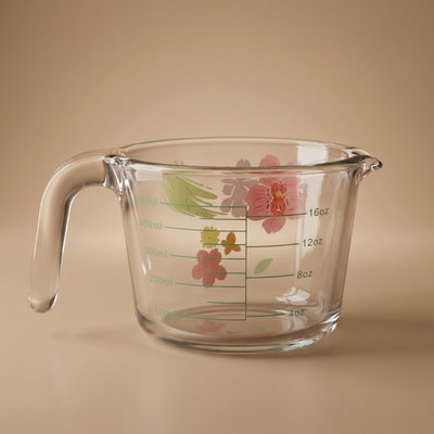 كوب قياس زجاج السيف غاليري، 500 مل، نقش ورد - شفاف product image 1
