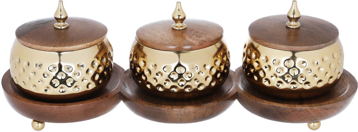 Alsaif Gallery Wooden Yogurt Set, 43 x 15.6 x 13 cm, base, lid - brown product image 1