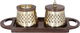Al Saif Gallery Steel incense burner and incense box set, with a wooden base and two handles, 3 pieces - Gold product image 1