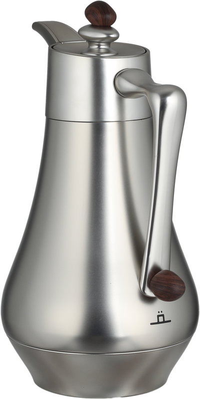 Al Saif Gallery Al Dana 2 Thermos Set, , 1/1 Liter, 2 Pieces, Glass Inner Container, Stainless Steel Outer Body, Push Button - Matte Wood Finish Silver product image 4